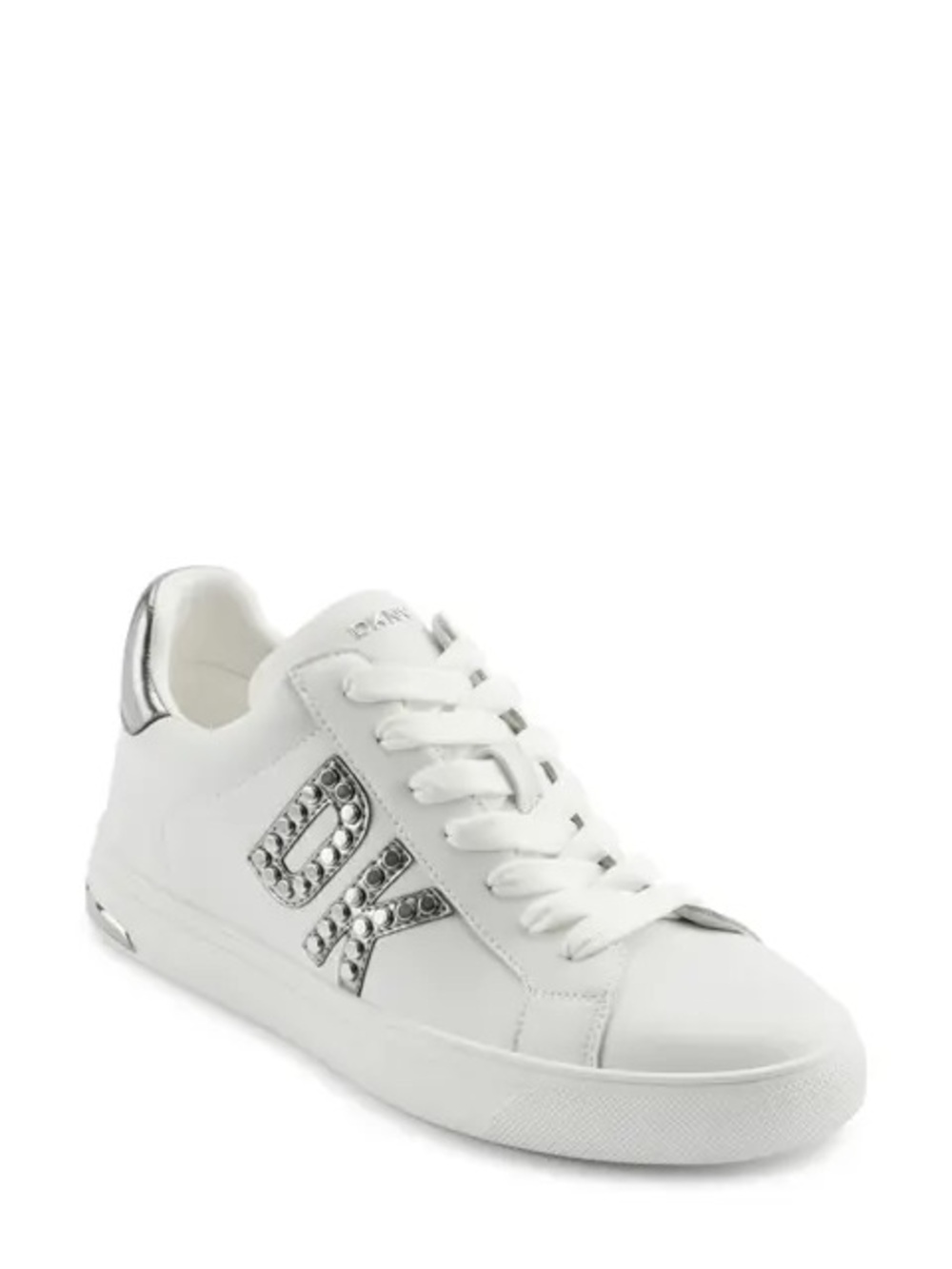 DKNY Abeni Sneakers Logo Detail Lace Up White Silver - Size 8.5M